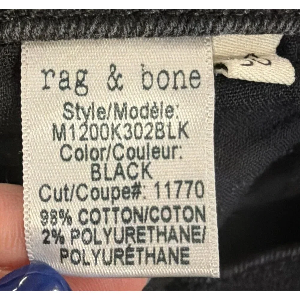 Rag & Bone Men's Standard Issue Fit 0 Super Skinny Jeans Black 38 X 32